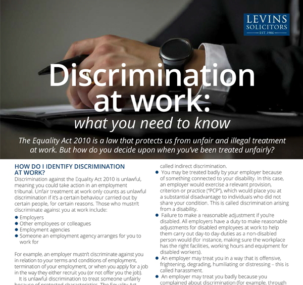 Levins Solicitors discrimination article